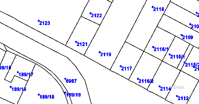 Parcela st. 2119 v KÚ Boskovice, Katastrální mapa
