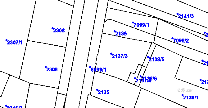 Parcela st. 2137 v KÚ Boskovice, Katastrální mapa