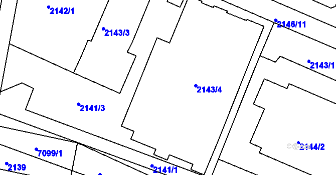 Parcela st. 2143/4 v KÚ Boskovice, Katastrální mapa