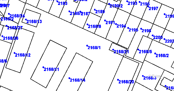 Parcela st. 2168/1 v KÚ Boskovice, Katastrální mapa