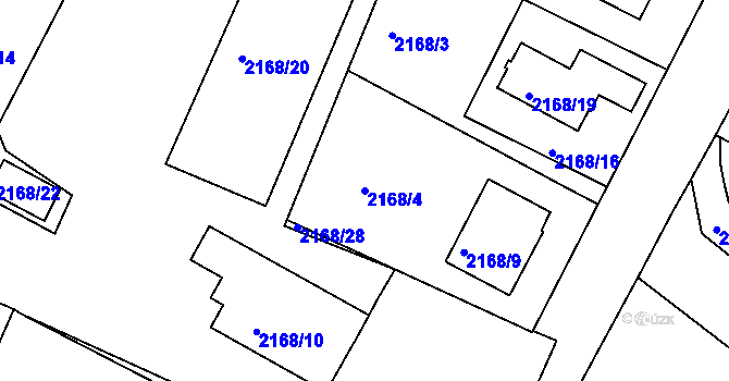 Parcela st. 2168/4 v KÚ Boskovice, Katastrální mapa