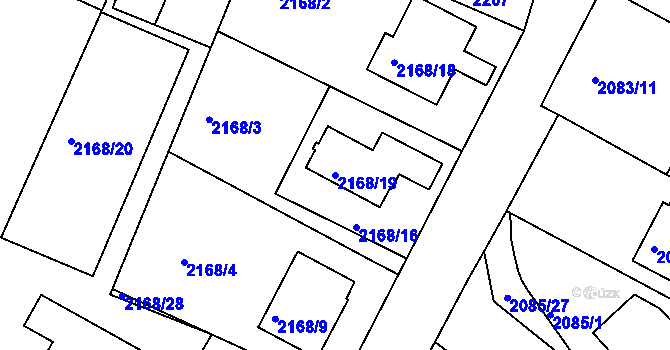Parcela st. 2168/19 v KÚ Boskovice, Katastrální mapa