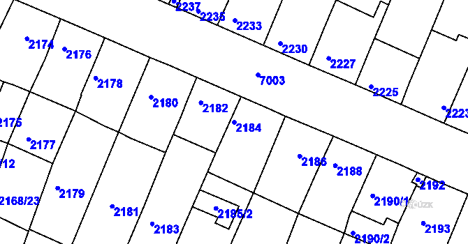 Parcela st. 2184 v KÚ Boskovice, Katastrální mapa