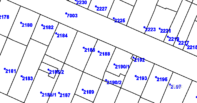 Parcela st. 2188 v KÚ Boskovice, Katastrální mapa