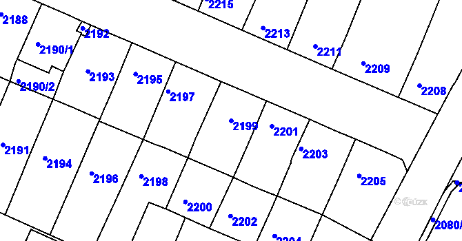 Parcela st. 2199 v KÚ Boskovice, Katastrální mapa