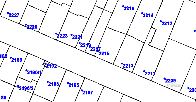 Parcela st. 2215 v KÚ Boskovice, Katastrální mapa