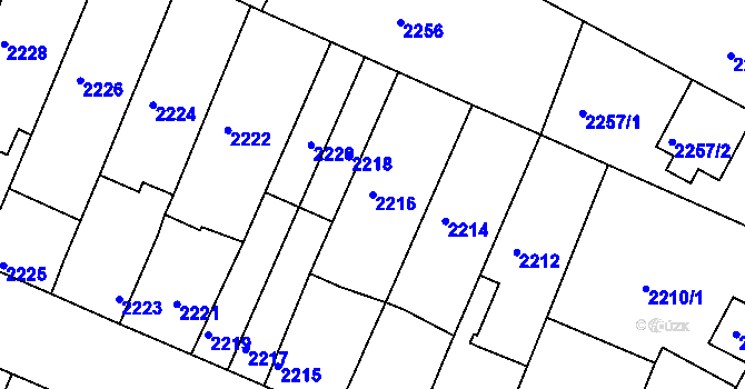 Parcela st. 2216 v KÚ Boskovice, Katastrální mapa