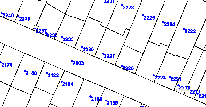Parcela st. 2227 v KÚ Boskovice, Katastrální mapa