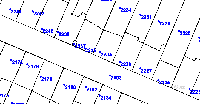 Parcela st. 2233 v KÚ Boskovice, Katastrální mapa