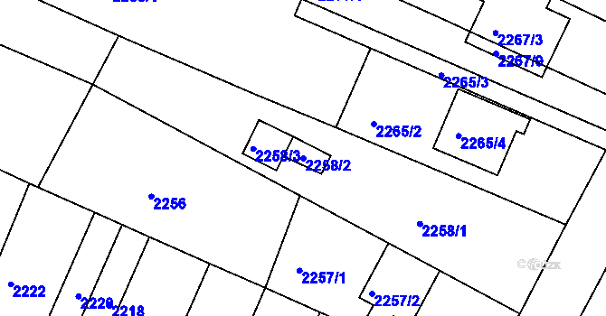 Parcela st. 2258/2 v KÚ Boskovice, Katastrální mapa