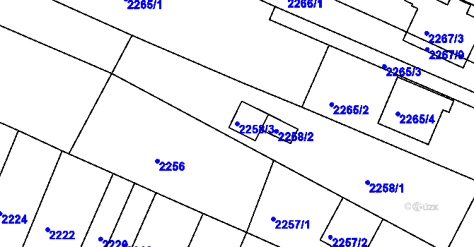 Parcela st. 2258/3 v KÚ Boskovice, Katastrální mapa
