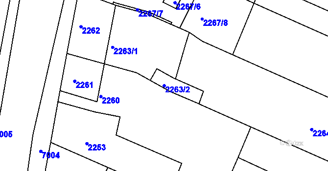 Parcela st. 2263/2 v KÚ Boskovice, Katastrální mapa