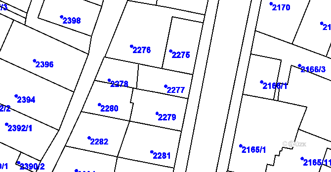 Parcela st. 2277 v KÚ Boskovice, Katastrální mapa