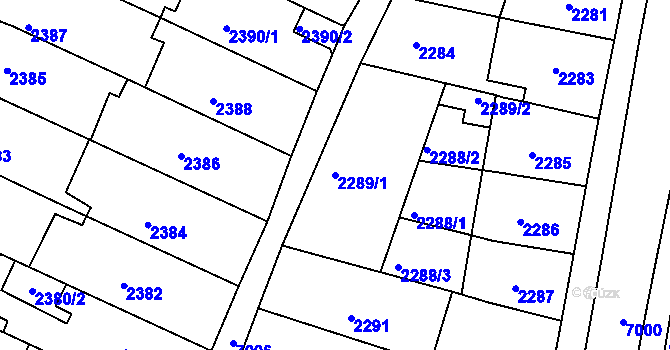Parcela st. 2289/1 v KÚ Boskovice, Katastrální mapa