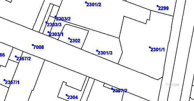 Parcela st. 2301/3 v KÚ Boskovice, Katastrální mapa