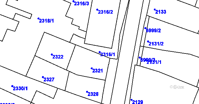 Parcela st. 2316/1 v KÚ Boskovice, Katastrální mapa