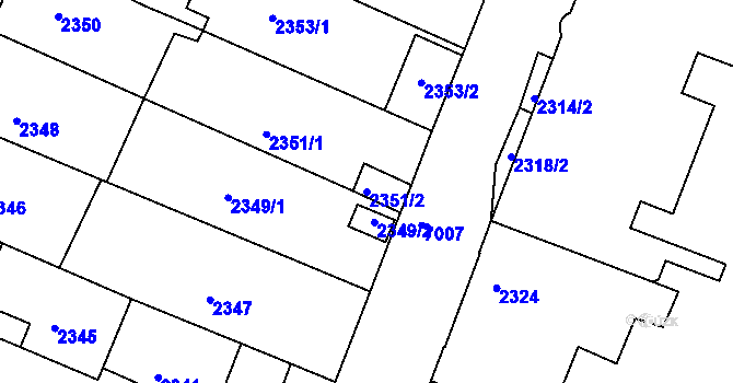 Parcela st. 2351/2 v KÚ Boskovice, Katastrální mapa