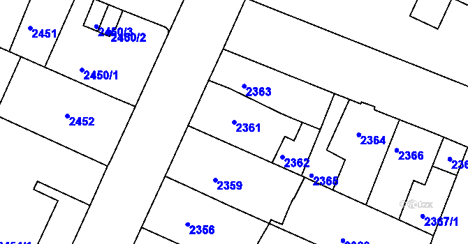 Parcela st. 2361 v KÚ Boskovice, Katastrální mapa