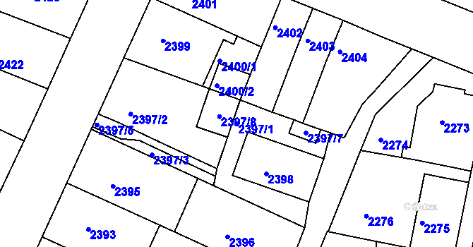 Parcela st. 2397/1 v KÚ Boskovice, Katastrální mapa