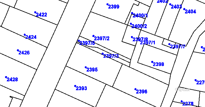 Parcela st. 2397/3 v KÚ Boskovice, Katastrální mapa