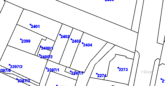 Parcela st. 2404 v KÚ Boskovice, Katastrální mapa