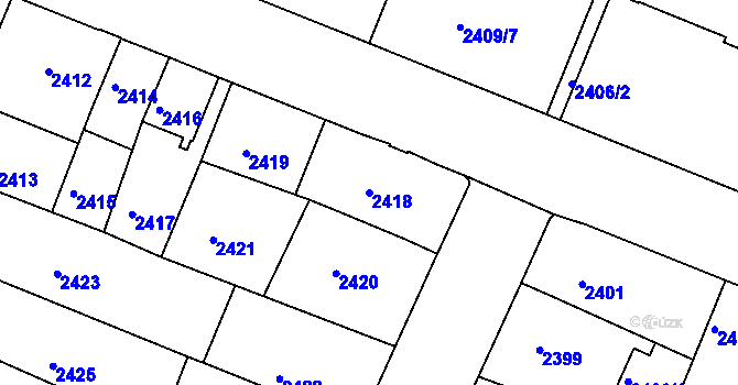 Parcela st. 2418 v KÚ Boskovice, Katastrální mapa