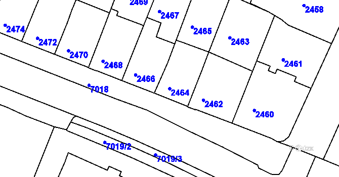 Parcela st. 2464 v KÚ Boskovice, Katastrální mapa