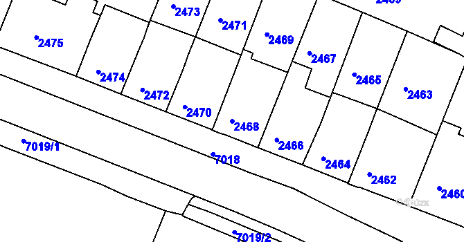 Parcela st. 2468 v KÚ Boskovice, Katastrální mapa