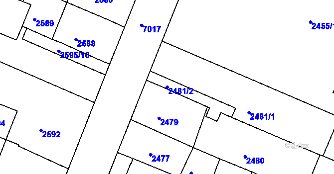 Parcela st. 2481/2 v KÚ Boskovice, Katastrální mapa
