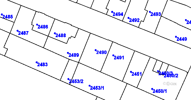 Parcela st. 2490 v KÚ Boskovice, Katastrální mapa