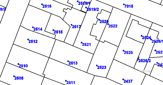 Parcela st. 2521 v KÚ Boskovice, Katastrální mapa