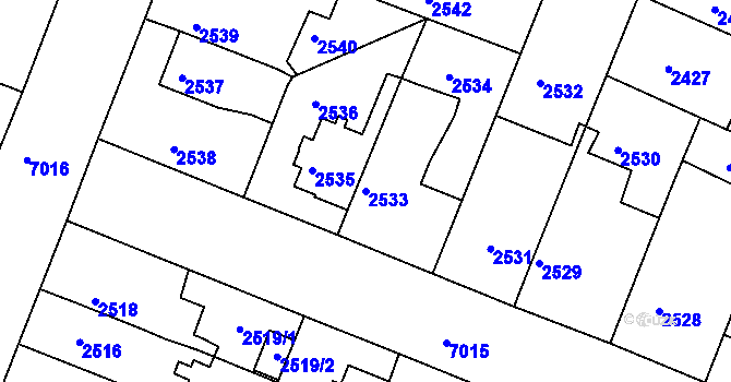 Parcela st. 2533 v KÚ Boskovice, Katastrální mapa