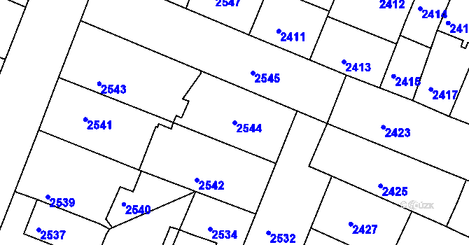 Parcela st. 2544 v KÚ Boskovice, Katastrální mapa
