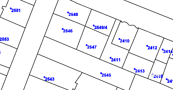 Parcela st. 2547 v KÚ Boskovice, Katastrální mapa