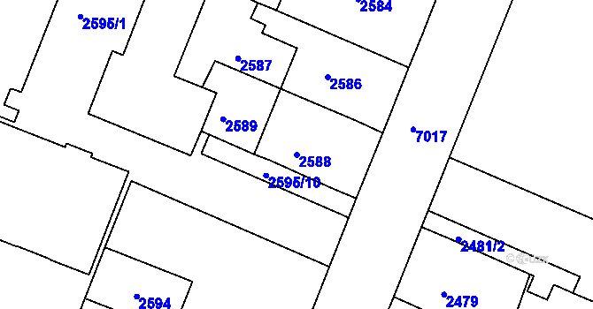 Parcela st. 2588 v KÚ Boskovice, Katastrální mapa