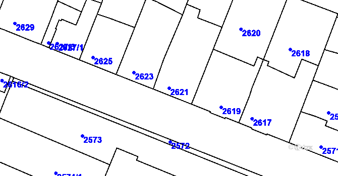 Parcela st. 2621 v KÚ Boskovice, Katastrální mapa