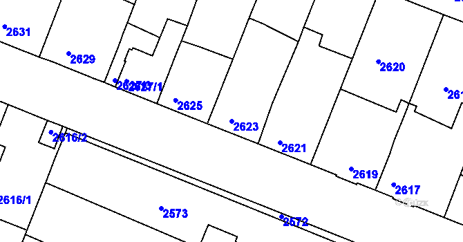 Parcela st. 2623 v KÚ Boskovice, Katastrální mapa