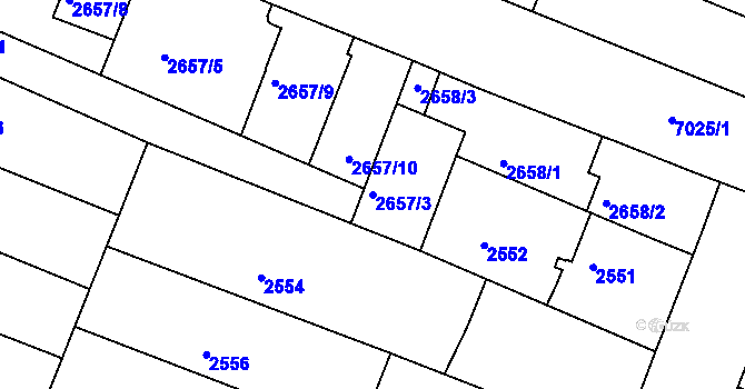 Parcela st. 2657/3 v KÚ Boskovice, Katastrální mapa