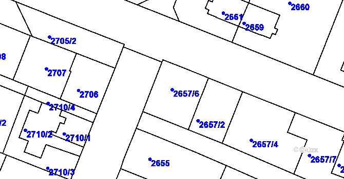Parcela st. 2657/6 v KÚ Boskovice, Katastrální mapa