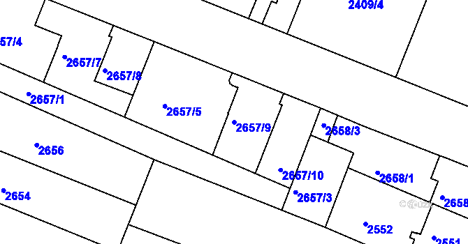 Parcela st. 2657/9 v KÚ Boskovice, Katastrální mapa