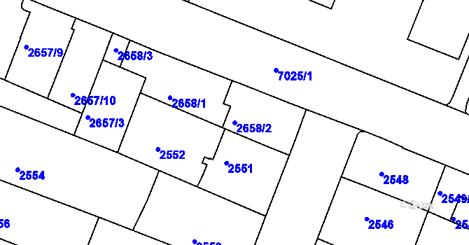 Parcela st. 2658/2 v KÚ Boskovice, Katastrální mapa