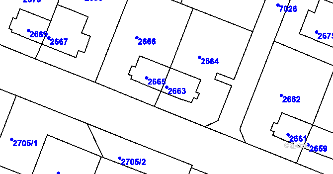 Parcela st. 2663 v KÚ Boskovice, Katastrální mapa