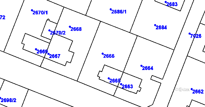 Parcela st. 2666 v KÚ Boskovice, Katastrální mapa