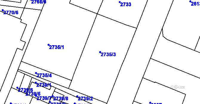 Parcela st. 2735/3 v KÚ Boskovice, Katastrální mapa