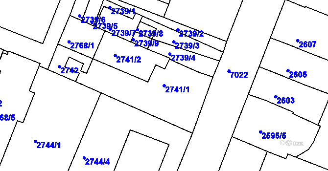 Parcela st. 2741/1 v KÚ Boskovice, Katastrální mapa