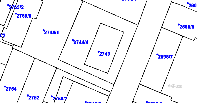 Parcela st. 2743 v KÚ Boskovice, Katastrální mapa