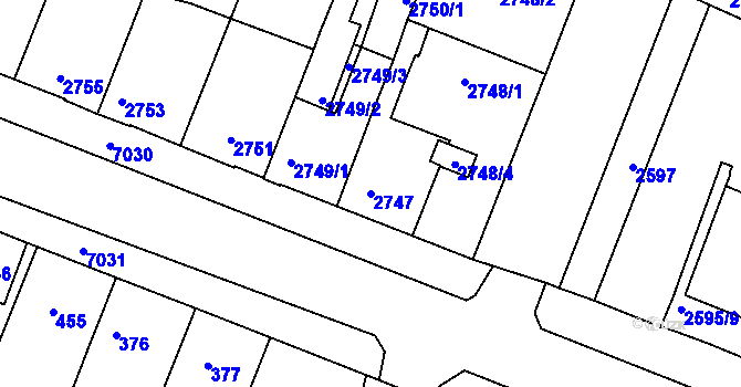 Parcela st. 2747 v KÚ Boskovice, Katastrální mapa