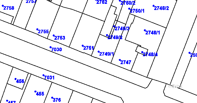 Parcela st. 2749/1 v KÚ Boskovice, Katastrální mapa