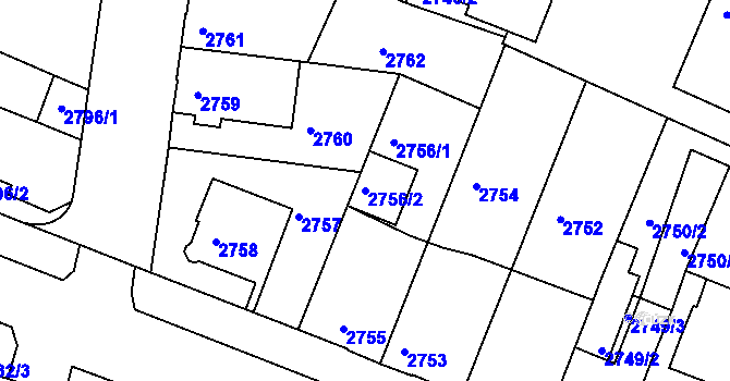 Parcela st. 2756/2 v KÚ Boskovice, Katastrální mapa