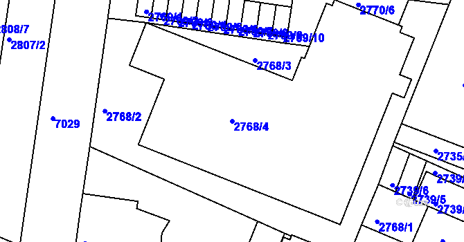 Parcela st. 2768/4 v KÚ Boskovice, Katastrální mapa